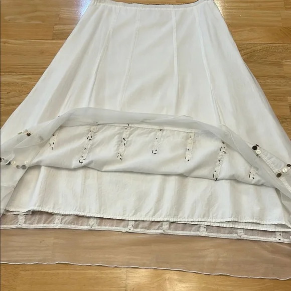 J. Jill White Cotton Skirt Button Embellishment - Picture 9 of 12